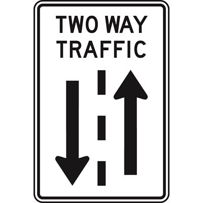 Two Way Traffic words & symbol