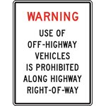 Use Of OffHighway Vehicles Is Prohibited Along Highway RightOfWay
