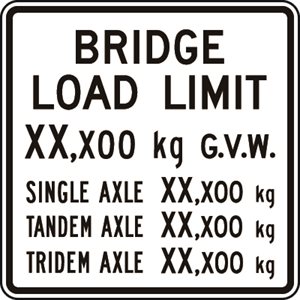 Bridge Load Limit __,___ kg G.V.W.