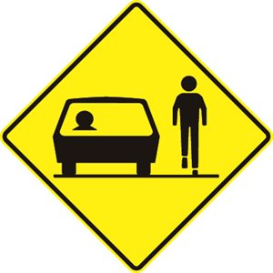 (Share the Road) Pedestrian beside Automobile Symbol