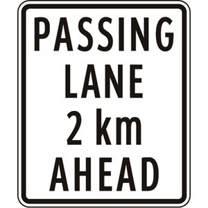 Passing Lane _ km Ahead