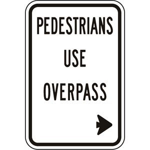 Pedestrians Use Overpass c / w Right Arrow