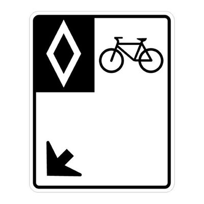(TAC Code) Reserved Lane Diamond & Bicycle Lane Symbol c / w Lower Left Diagonal Arrow