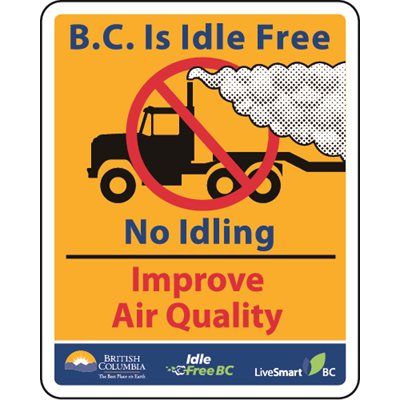 BC is Idle Free No Idling Improve Air Quality Truck Graphic (orange)