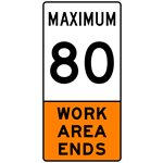 Maximum speed 90 / Work area ends